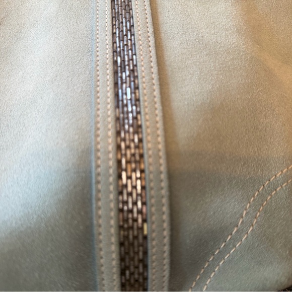 Vintage Coach 8B31 Mint Suede Beaded Tote Bag Tiffany blue interior Dust Bag Inc - Picture 13 of 16